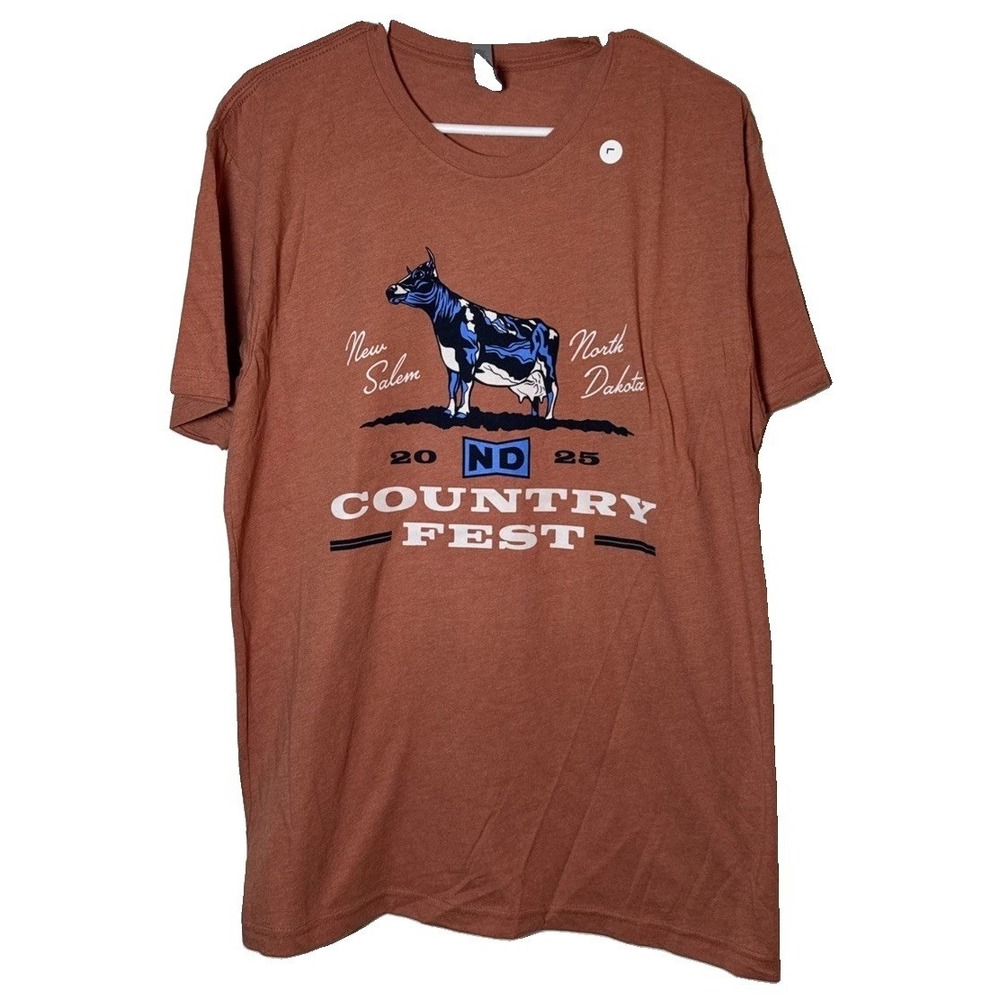 ND Country Fest 2025 T Shirt Adult L Heather Brown New Salem ND Concert Tee